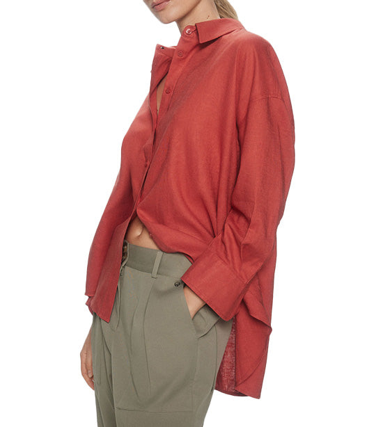 Long Sleeves Oversized Shirt Red