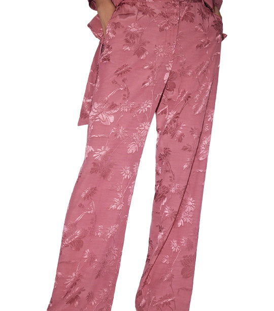 Jacquard High-Waisted Pants Pink