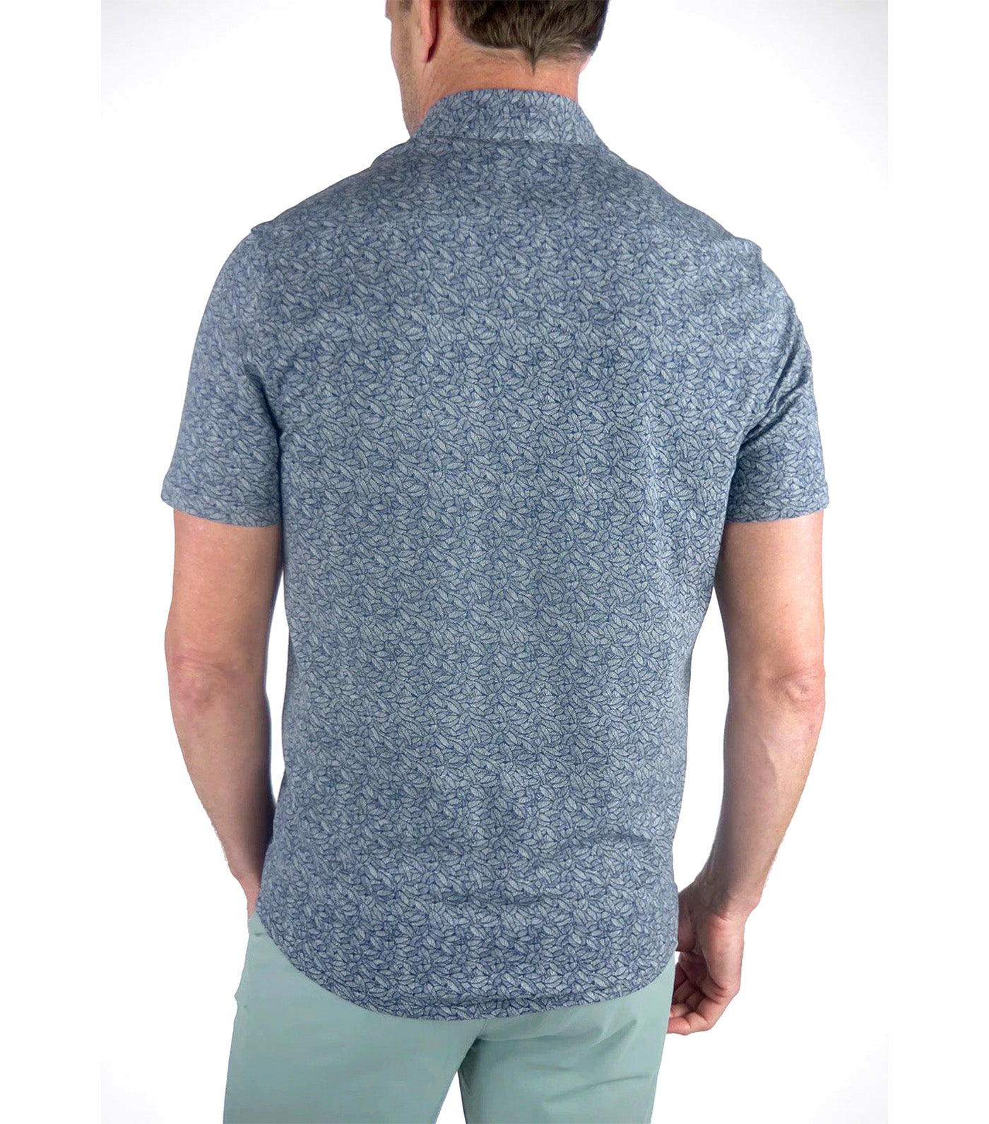 Airotec Performance Stretch Jersey SS Shirt Navy/Gray Heather Leaves