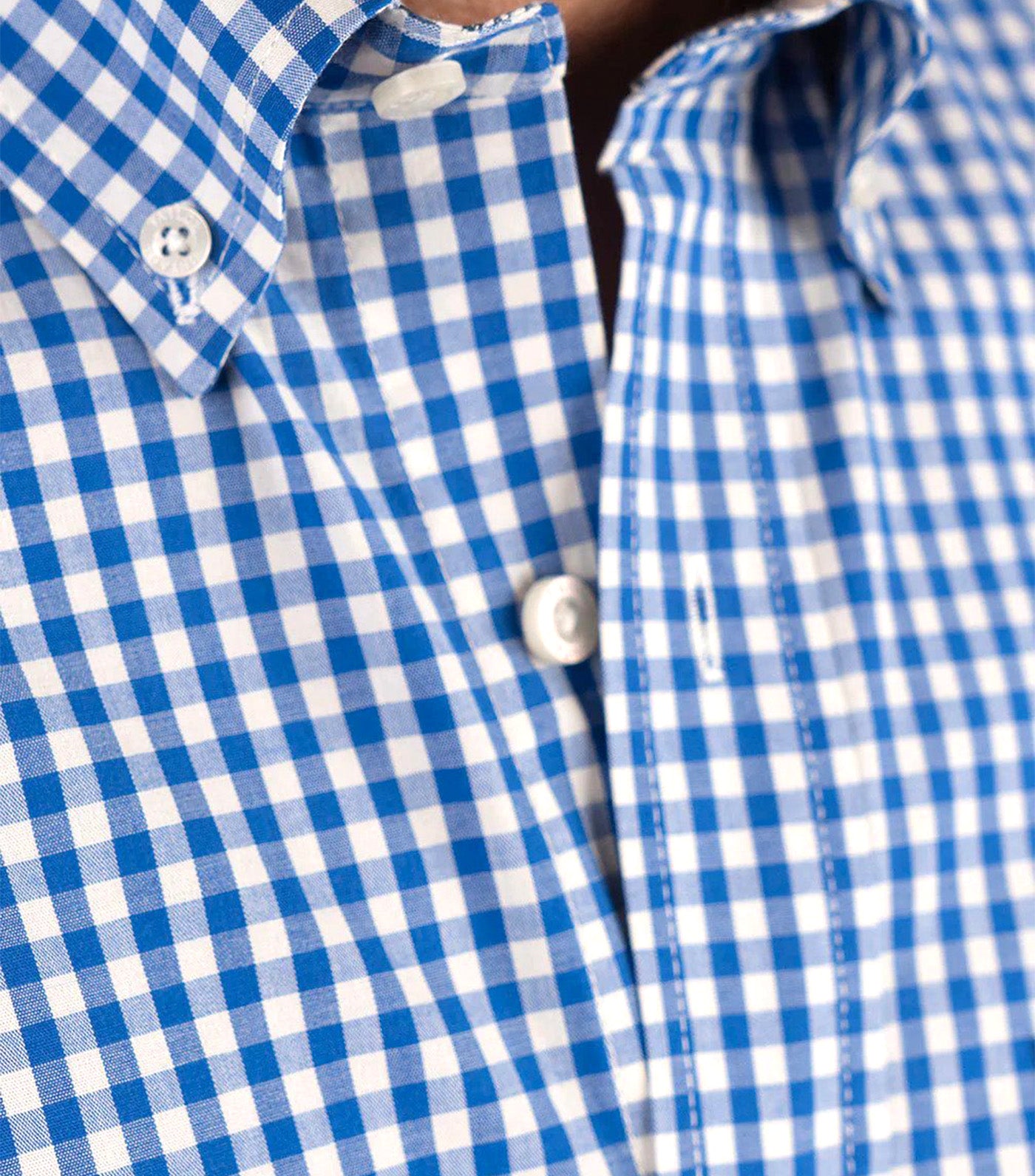 Fast-Dry Stretch Performance Small Gingham Shirt Nautical Blue Gingham