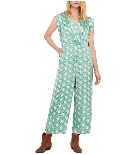 Sustainable Long Jumpsuit Green Print