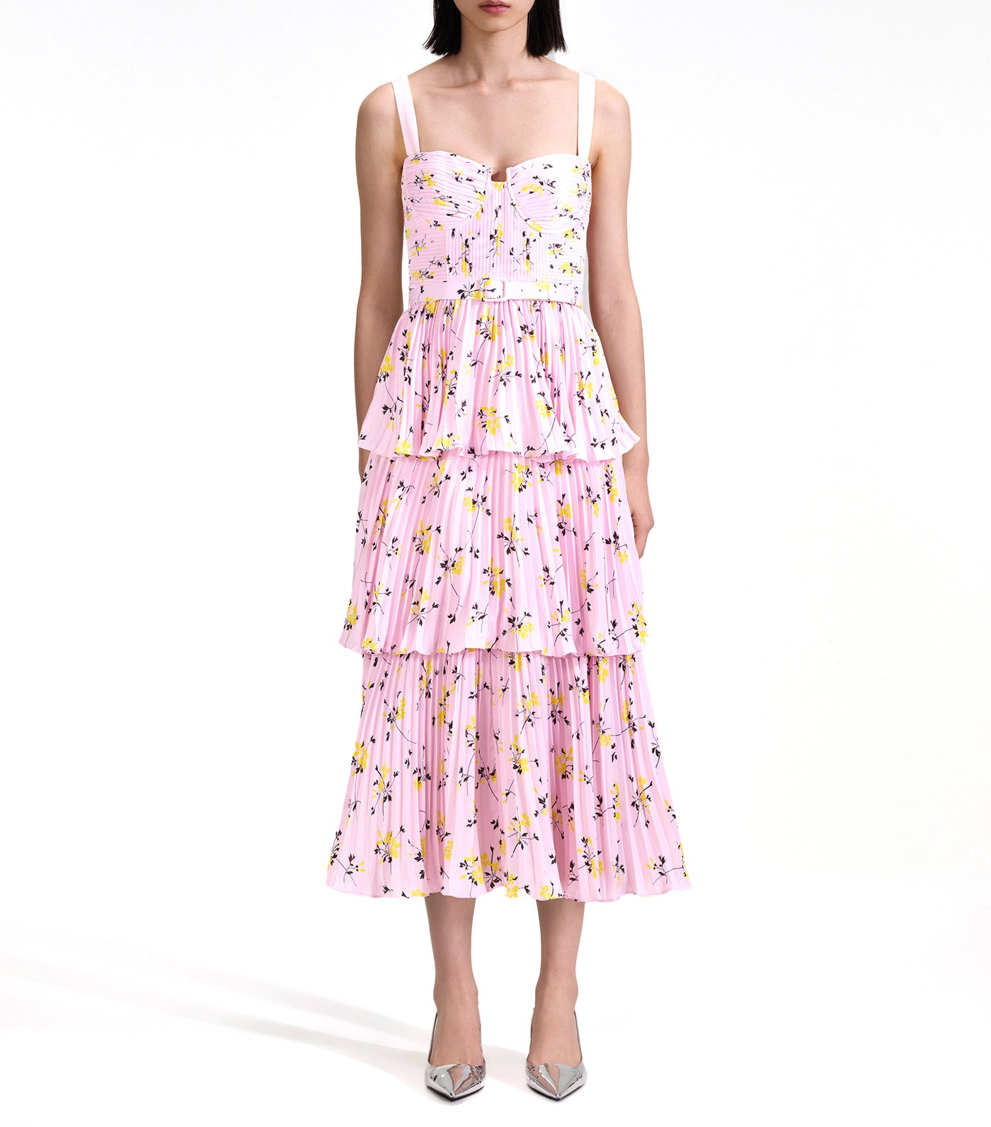 Self portrait floral hotsell blush midi dress