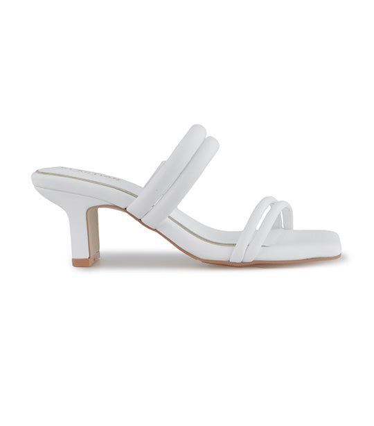 Ava Bloom Heel Sandals White