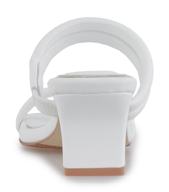 Ava Bloom Heel Sandals White