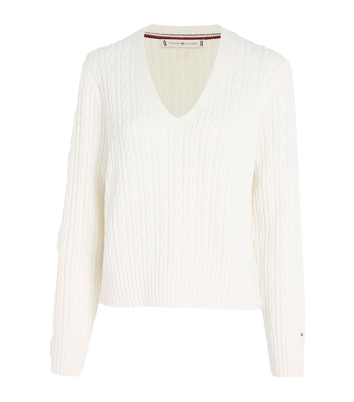 Women's Cable All Over V-Neck Sweater Ecru