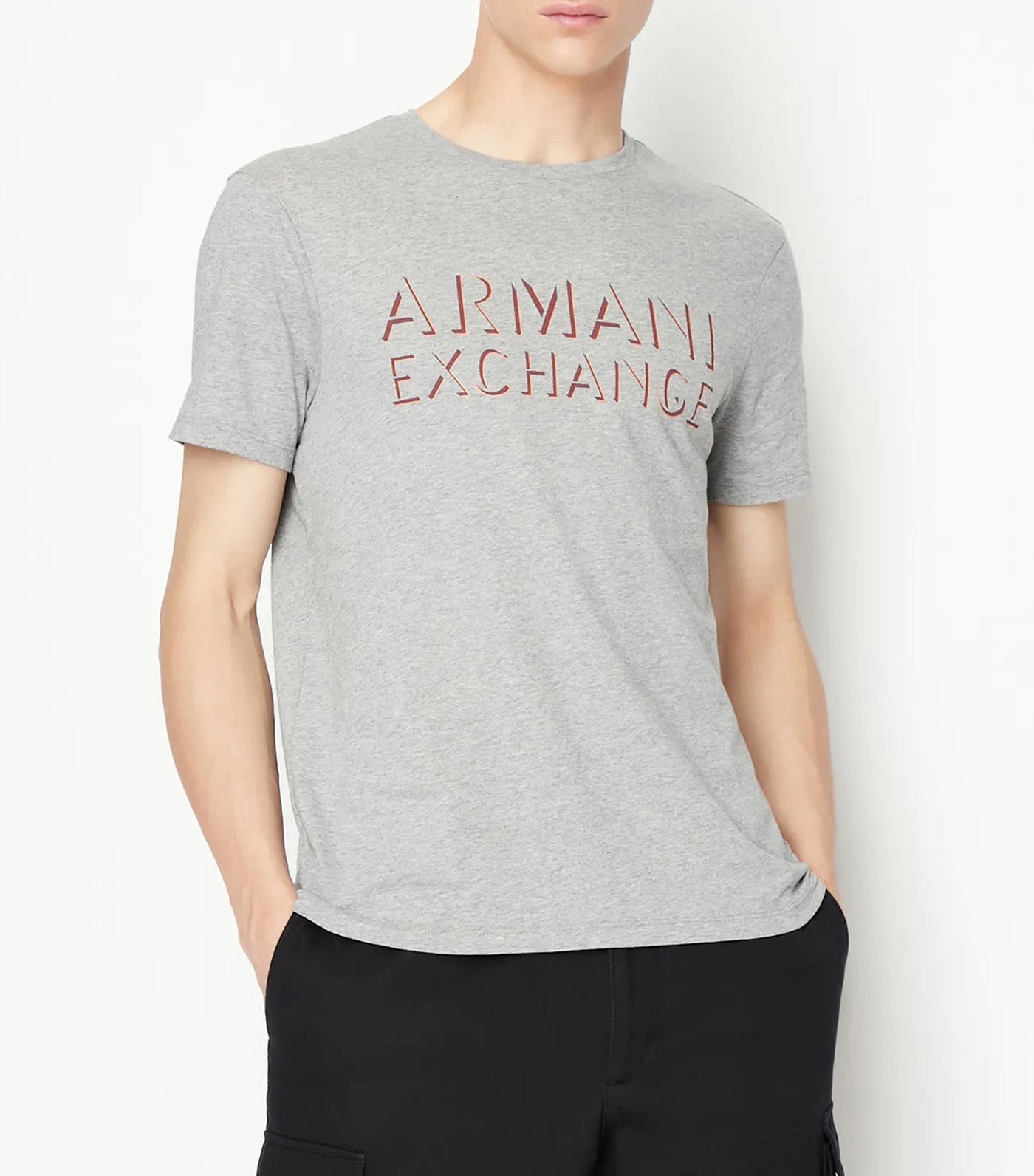 Armani Exchange Organic Jersey Cotton Crew Neck T Shirt Bros Gray