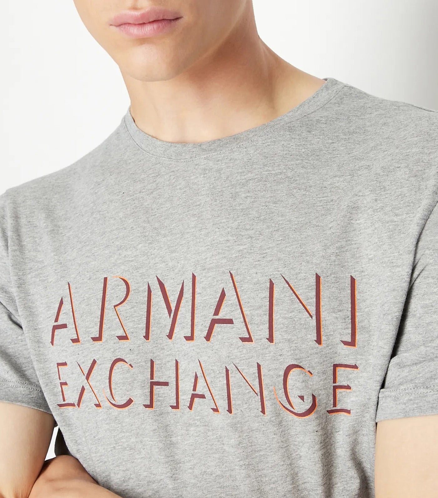 Armani Exchange Organic Jersey Cotton Crew Neck T Shirt Bros Gray