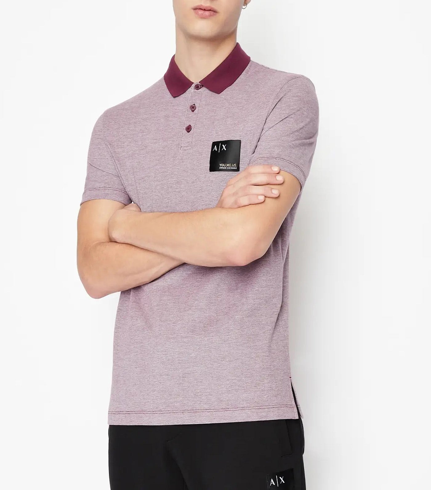 Pima Cotton Polo Shirt with Jacquard Logo Label Grapewine White