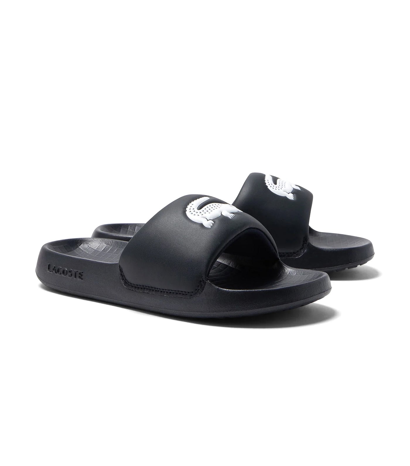 Lacoste Men s Croco 1.0 Synthetic Slides Black White Rustan s