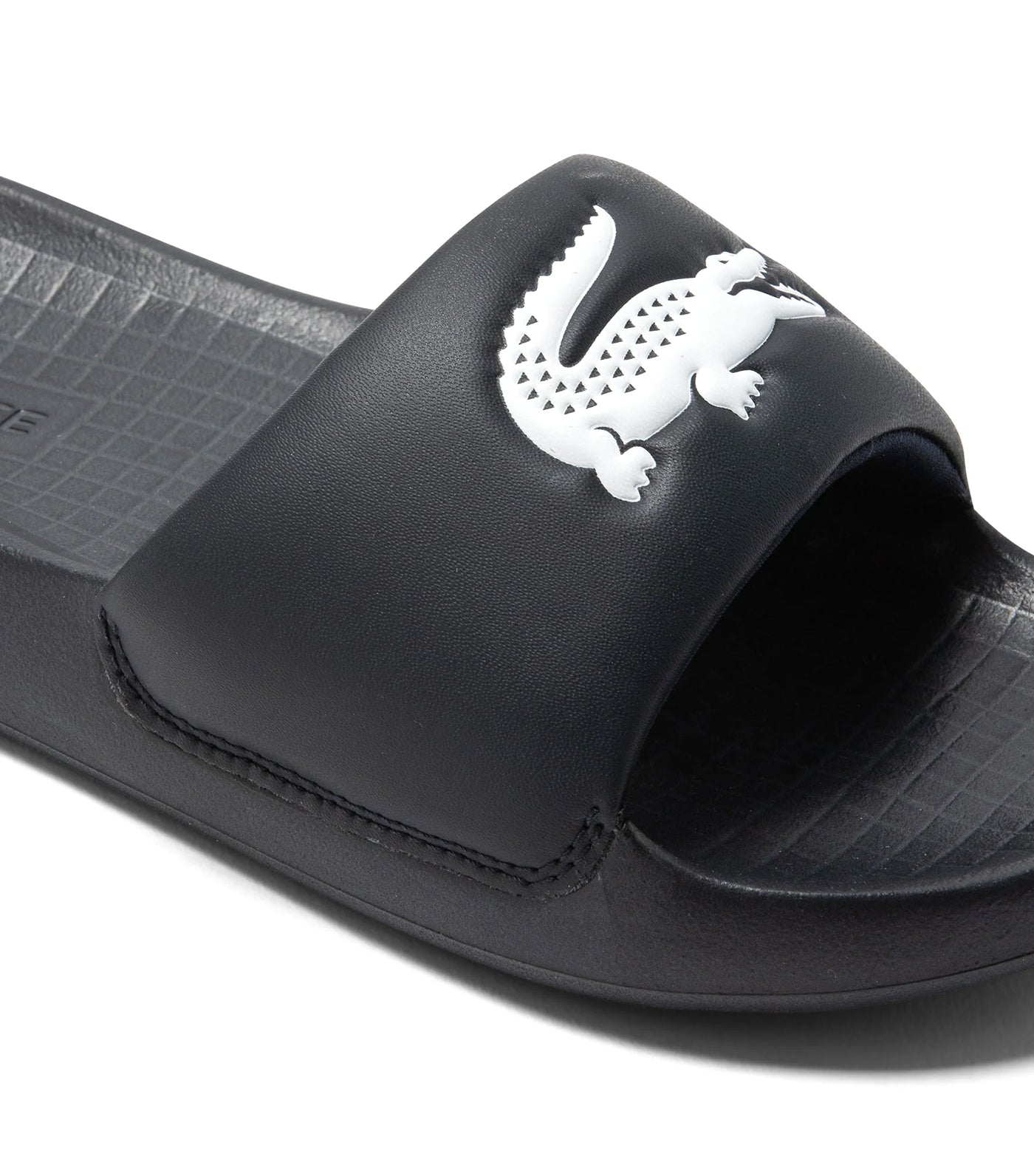 Lacoste Men s Croco 1.0 Synthetic Slides Black White