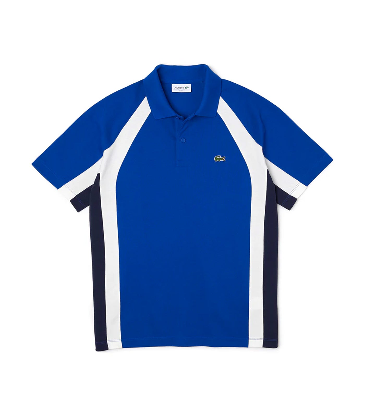 Men’s Cotton Mini-Piqué Colorblock Polo Shirt Cobalt/Navy Blue/Flour