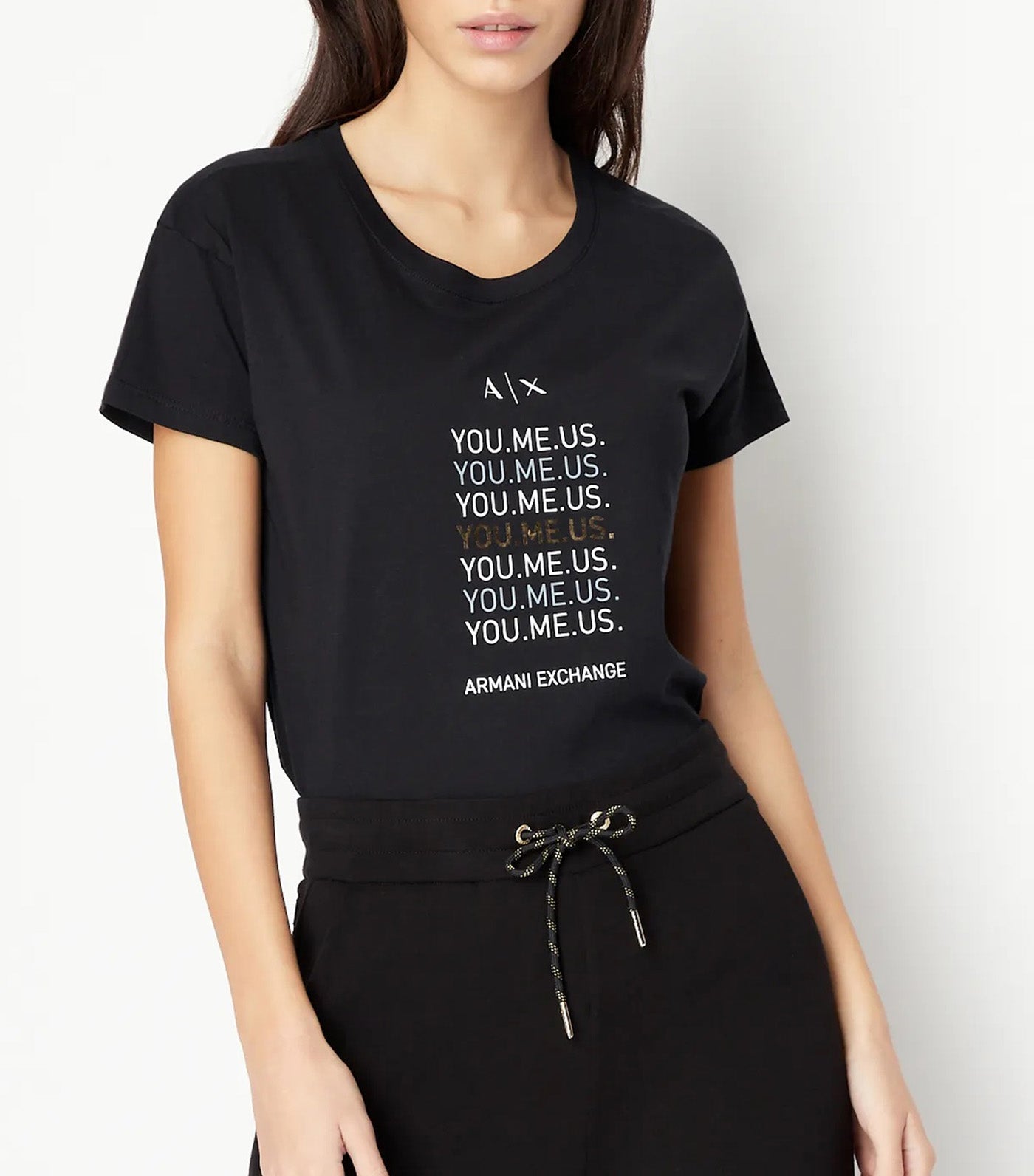 Armani Exchange You.Me.Us. Boyfriend Fit T Shirt Black