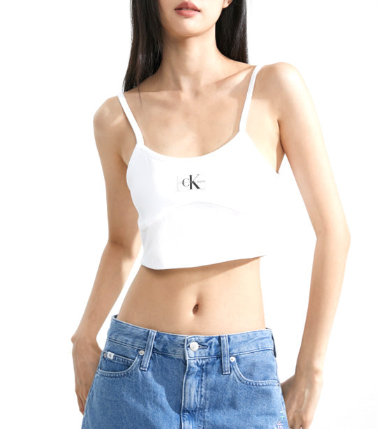 Ribbed Jersey Bralette Top White