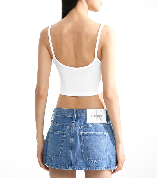Ribbed Jersey Bralette Top White