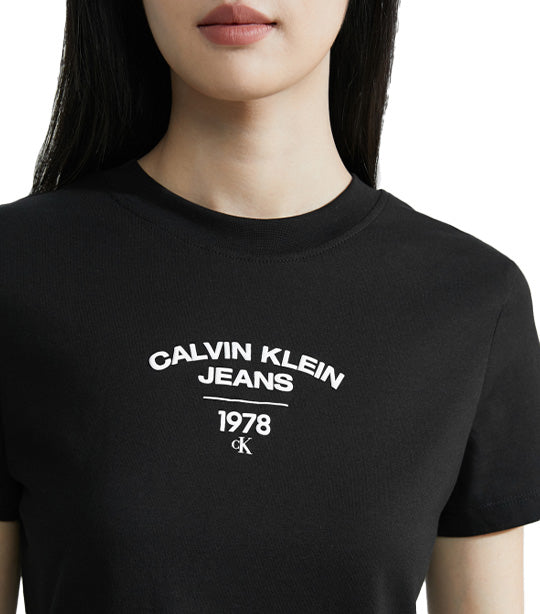 Calvin Klein Varsity Logo Baby Tee Black