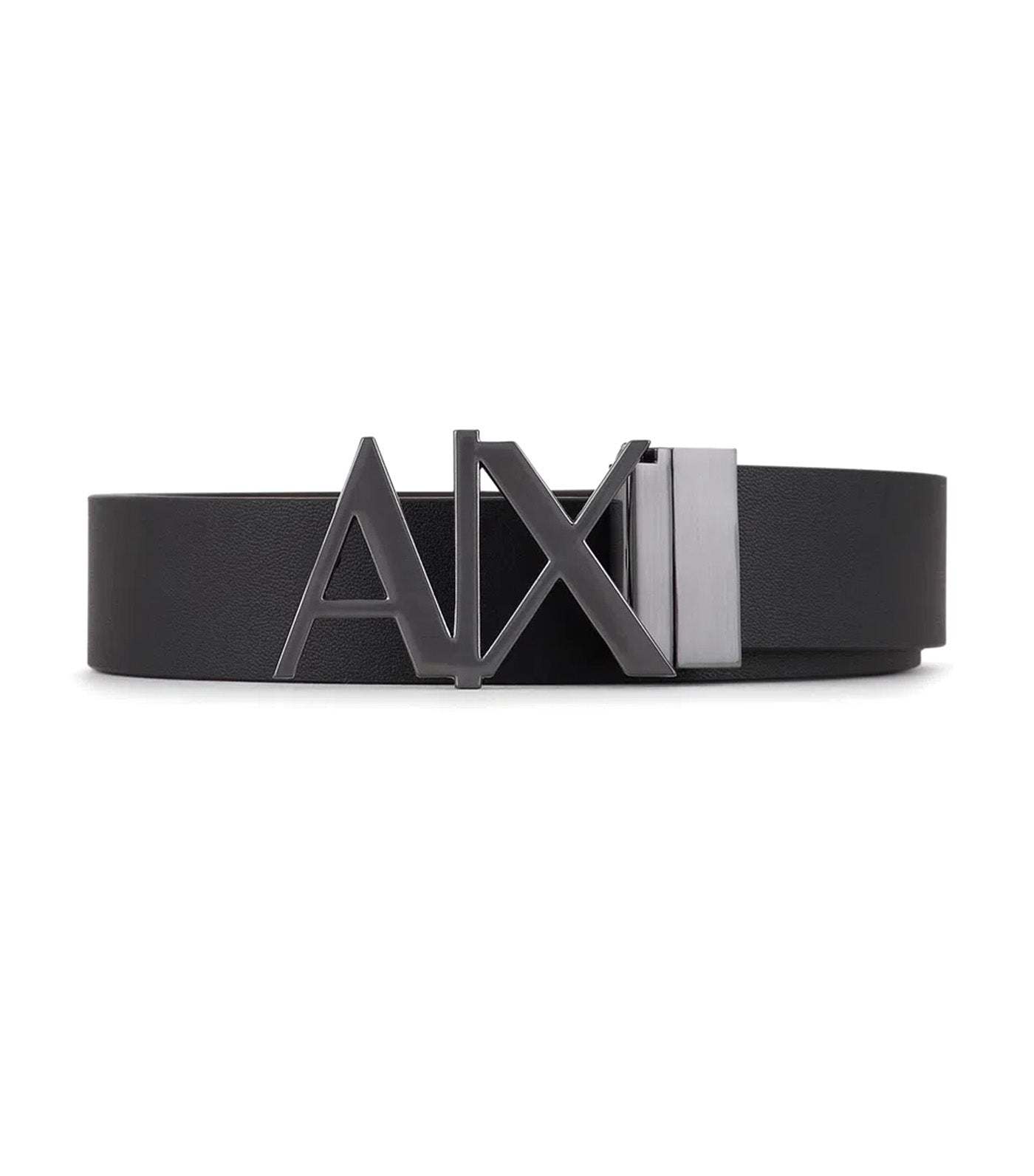 Logo Buckle Leather Belt Black Dark Brown