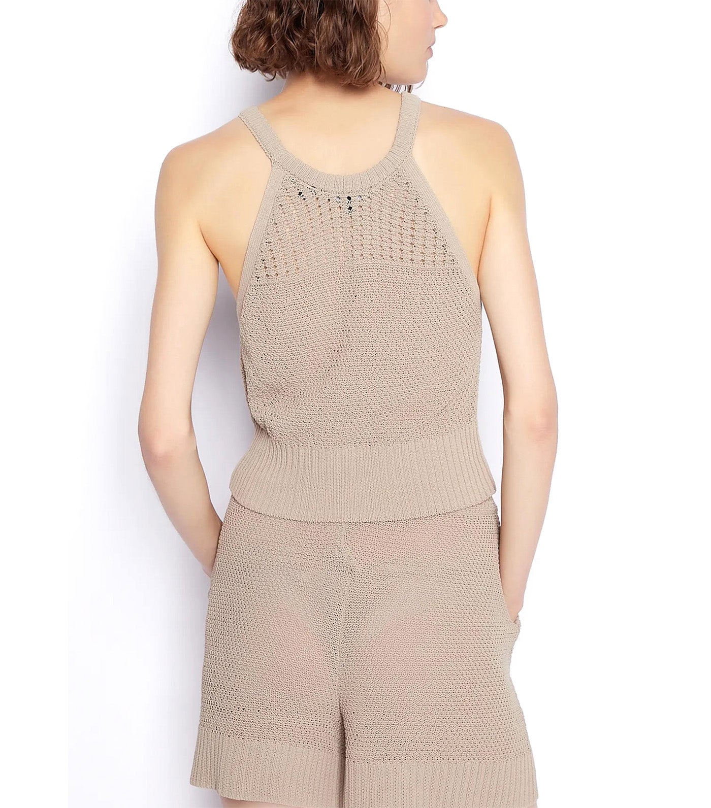 Knitted Cotton Blend Top Dune