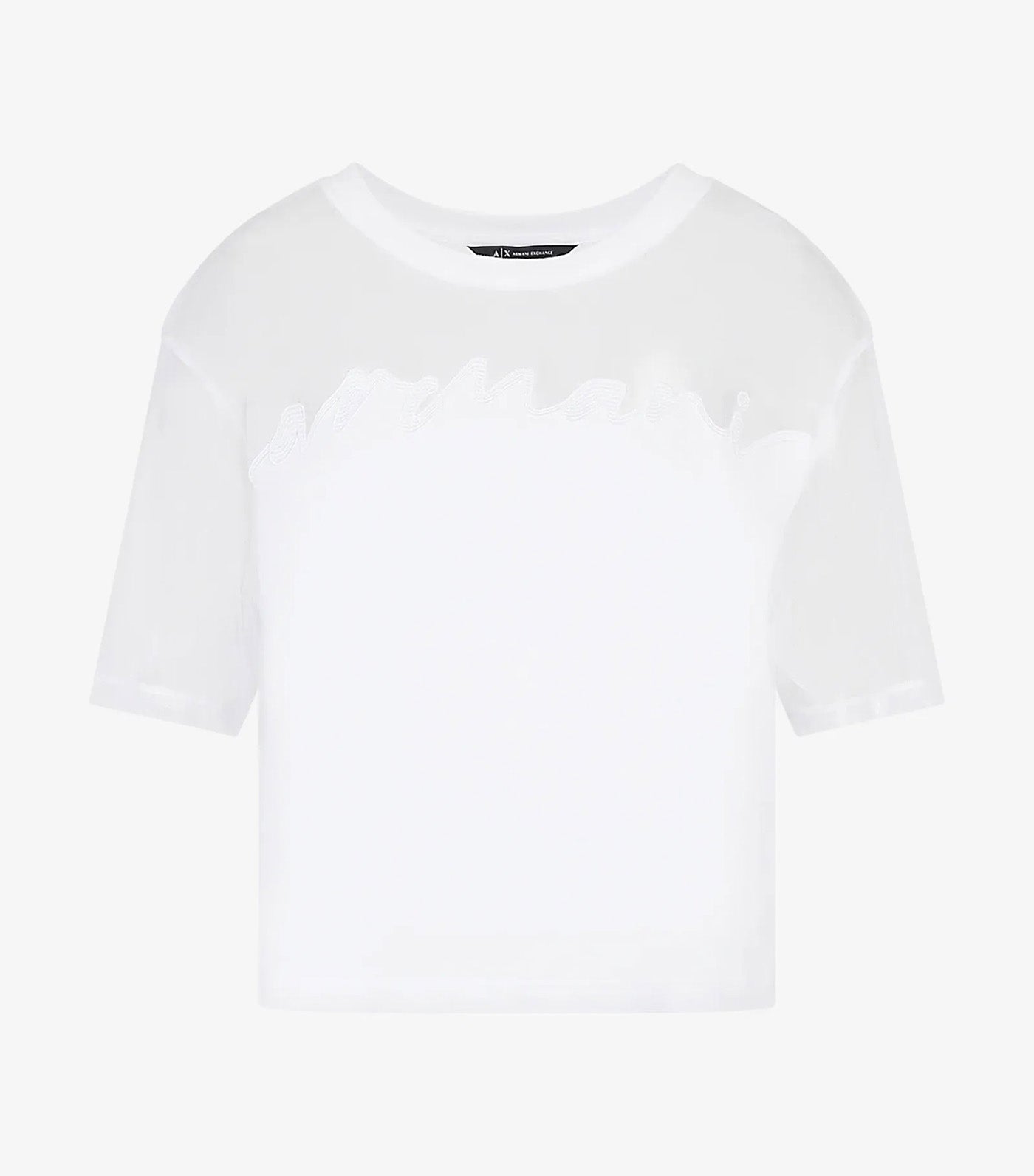 Cropped Jersey Cotton Sheer Logo T-Shirt Optic White