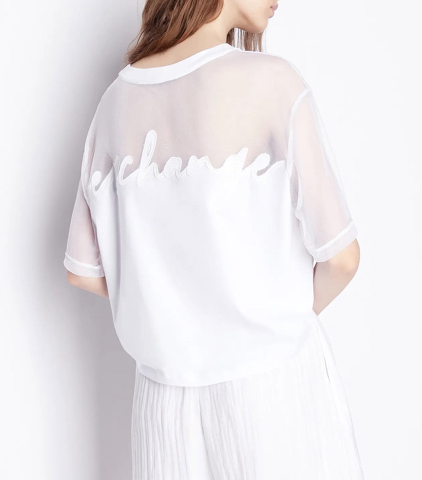 Cropped Jersey Cotton Sheer Logo T-Shirt Optic White