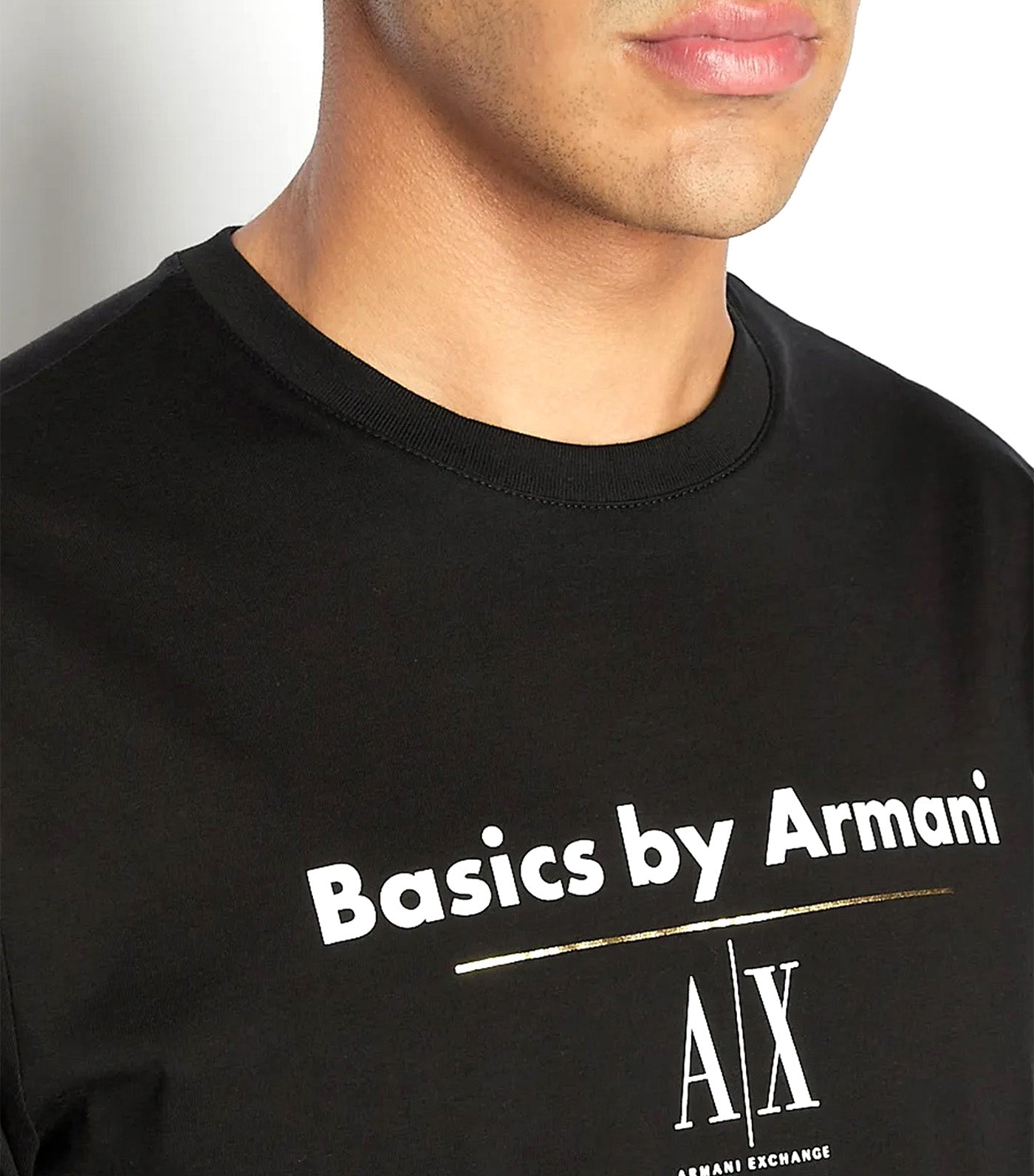 Basics By Armani Organic Jersey Crew Neck T-Shirt Black