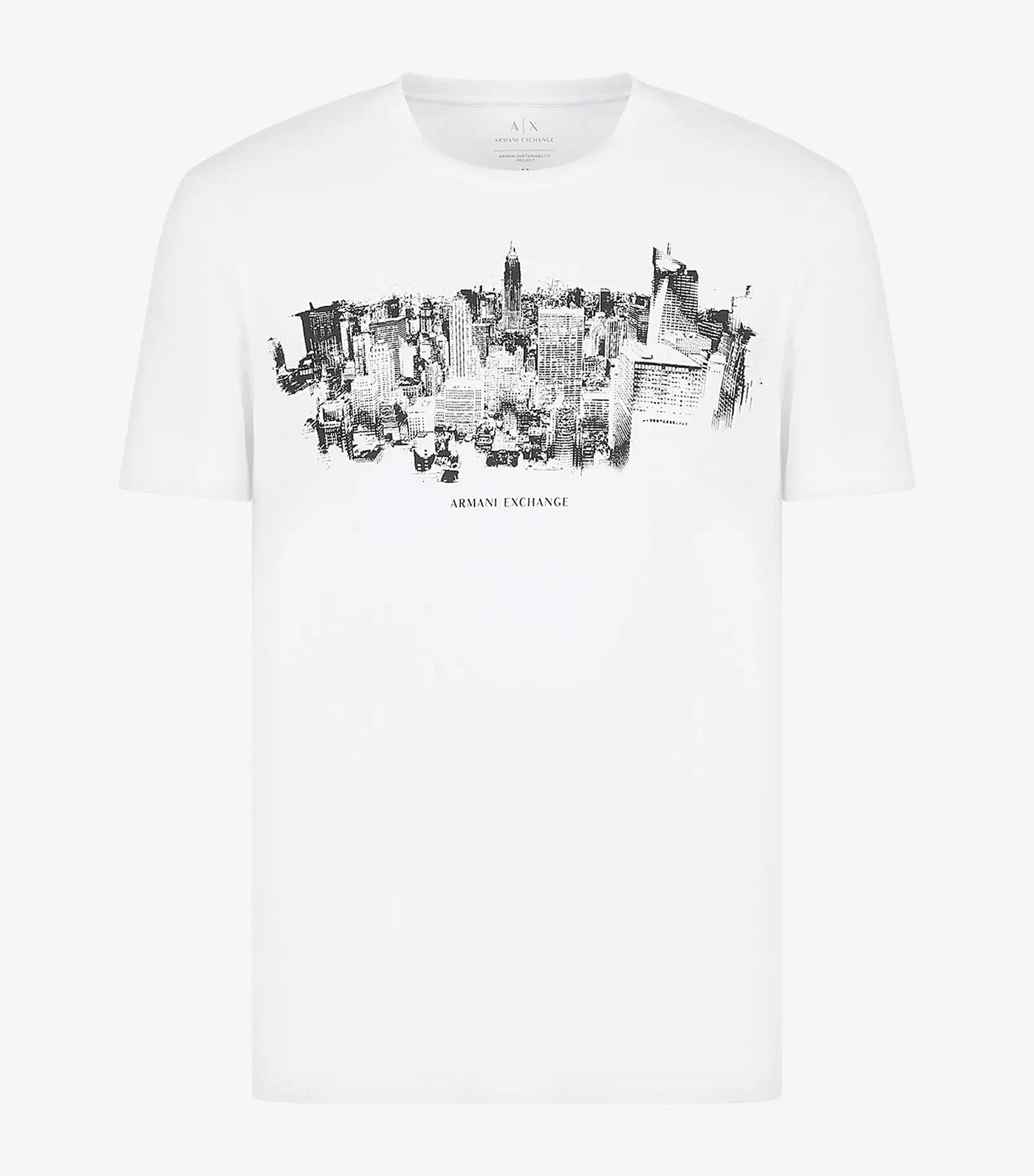 Stretch Jersey Cotton Crew Neck City Logo T-Shirt White