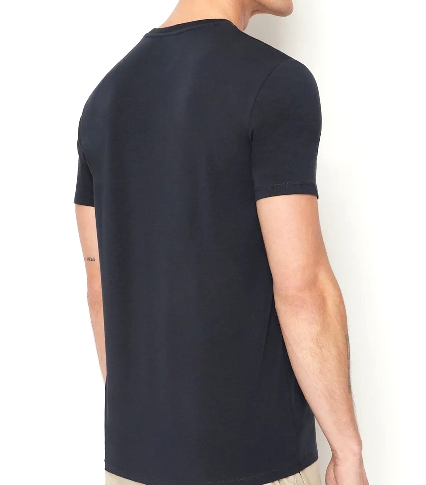 Stretch Jersey Cotton Slim Fit Logo T-Shirt Navy
