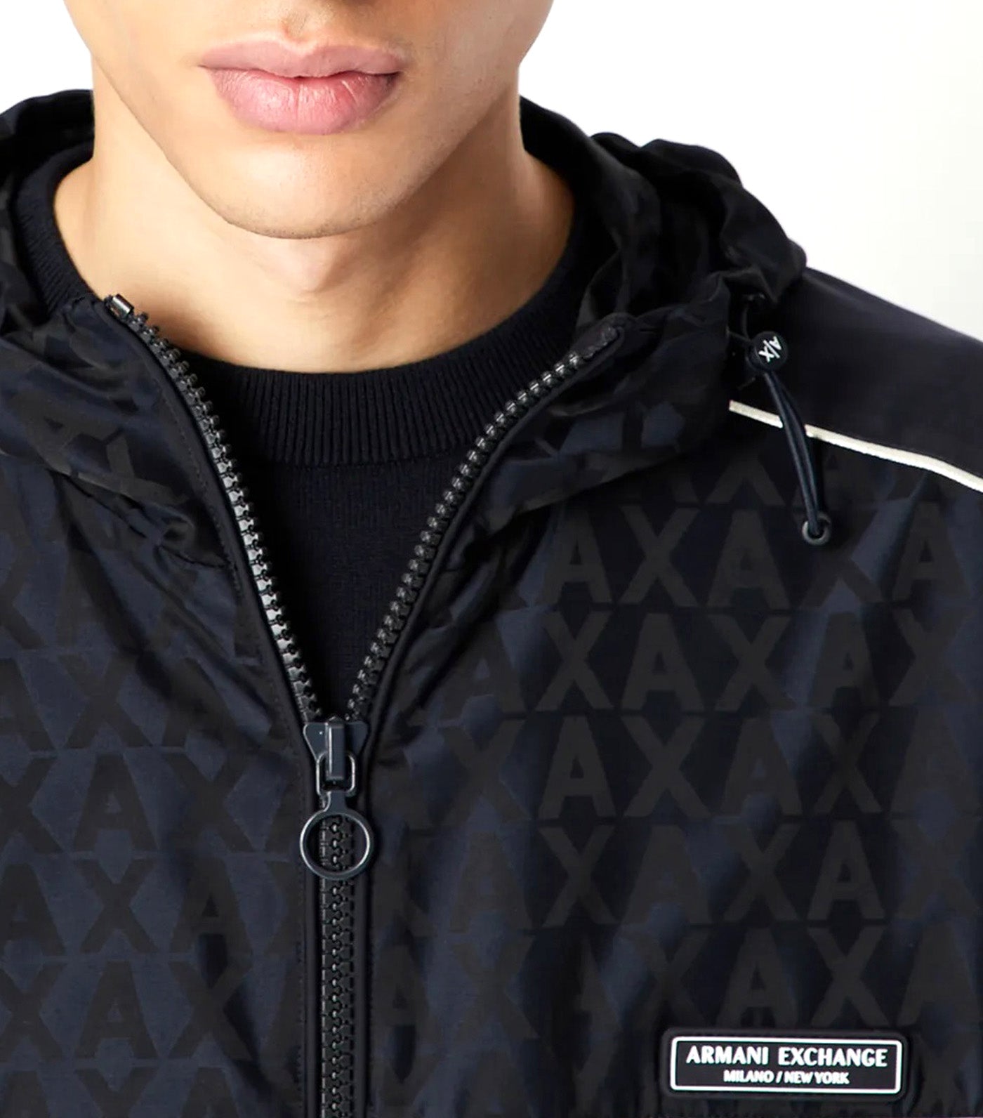 Nylon Jacquard All Over Logo Jacket Dark Navy Black