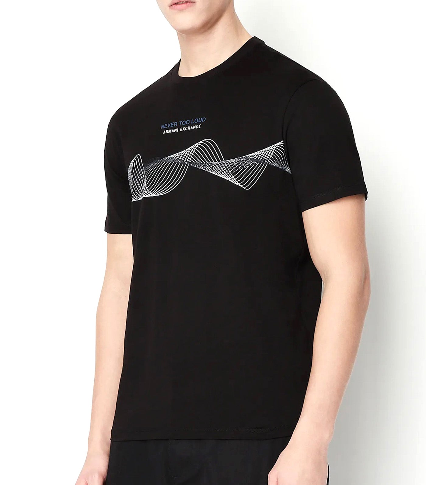 Regular Fit Jersey Cotton Wave Print T-Shirt Black