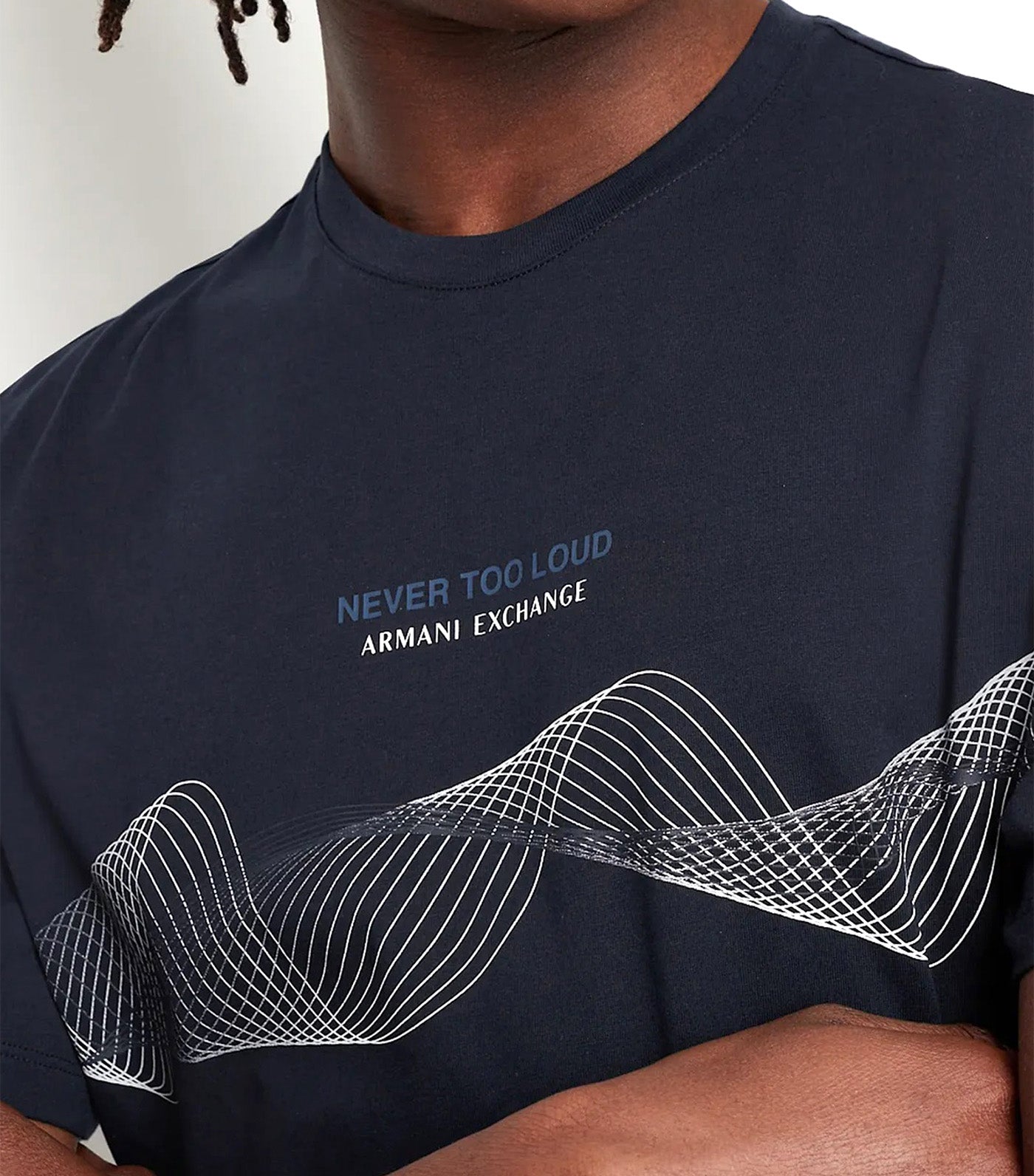 Regular Fit Jersey Cotton Wave Print T-Shirt Navy