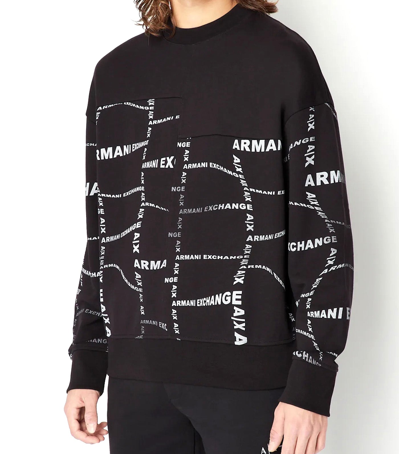 Cotton Blend Logo Fleece Sweatshirt Black Distorted