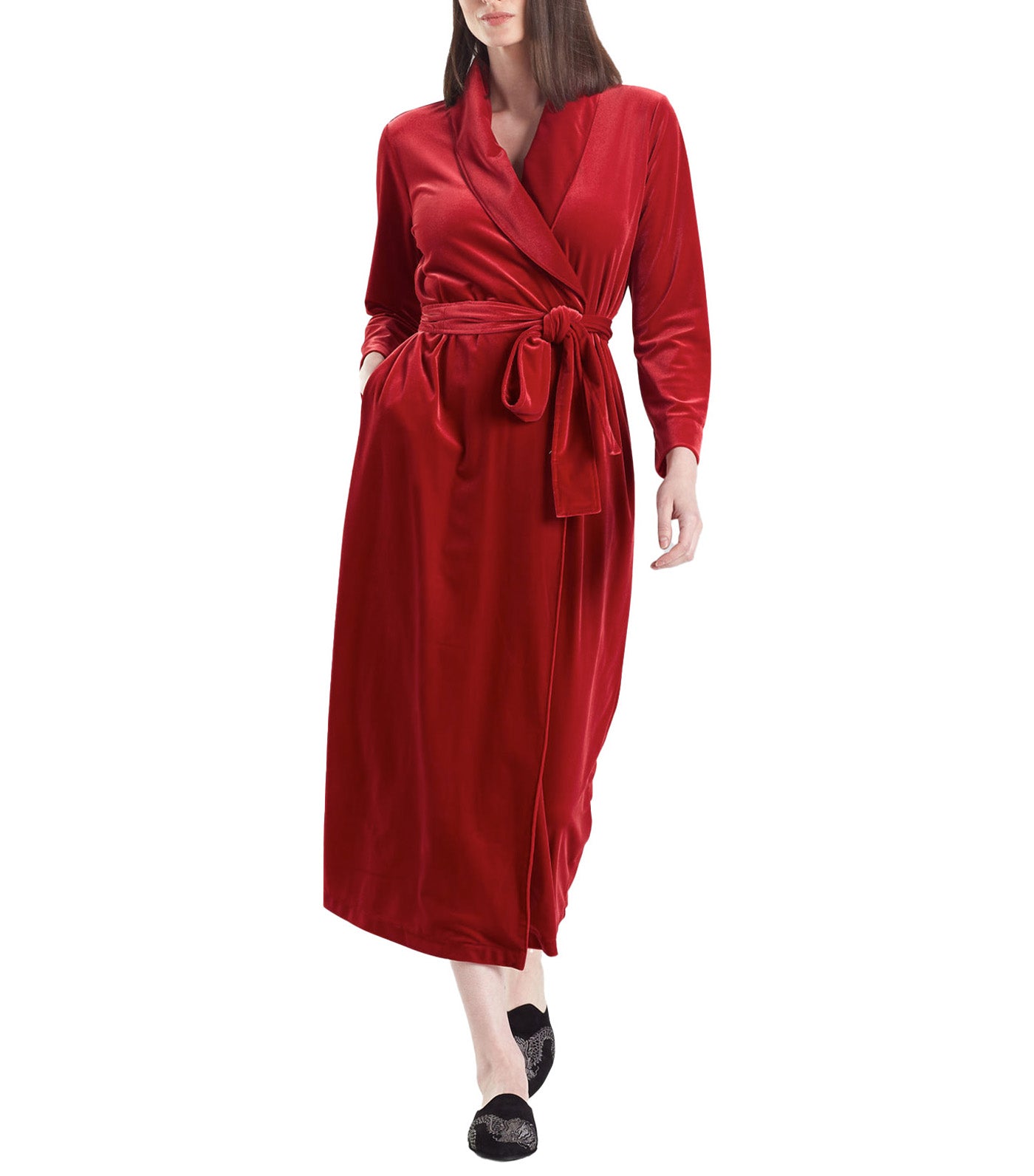 Natalie Velvet Robe Brocade Red