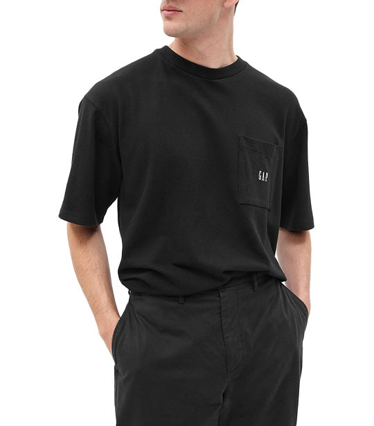 Oversized Pique Pocket T-Shirt True Black