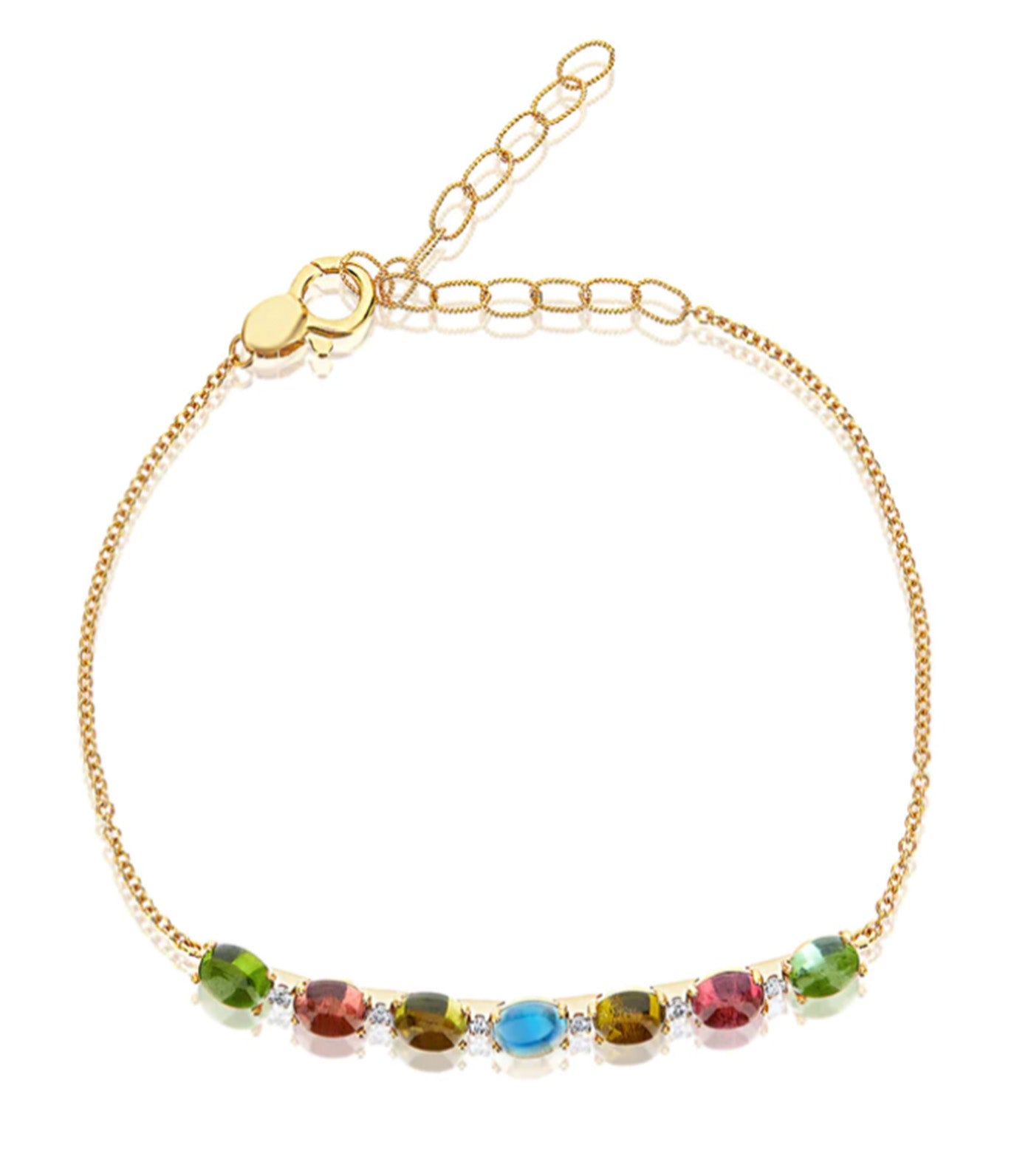 Tourmalines Gold, Diamonds, and Tourmaline Colorful Bracelet