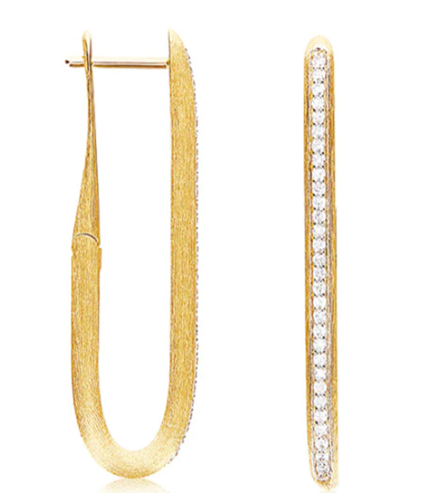 Libera Medium Gold Square Hoop Earrings with Diamonds