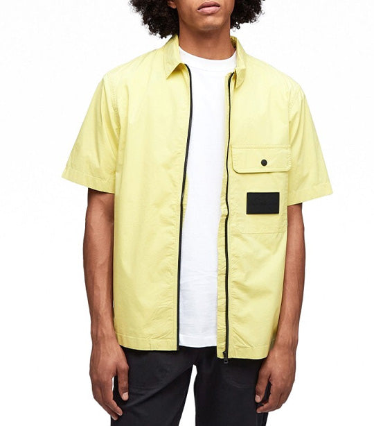 Short Sleeve Zip Up Shirt Yellow