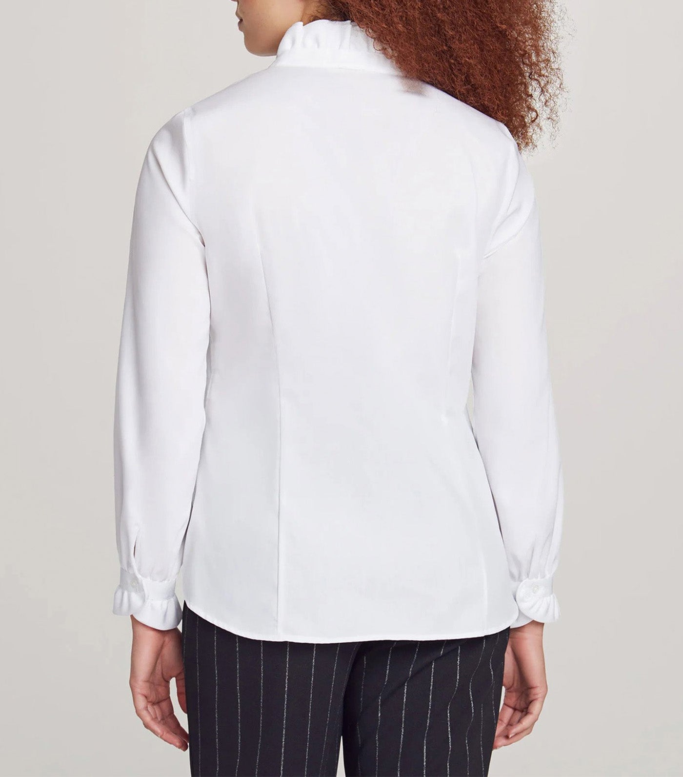 Long Sleeve Ruffle Button Down Shirt Bright White