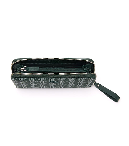 Lacoste - Monogram Print Small Zip Wallet - Black