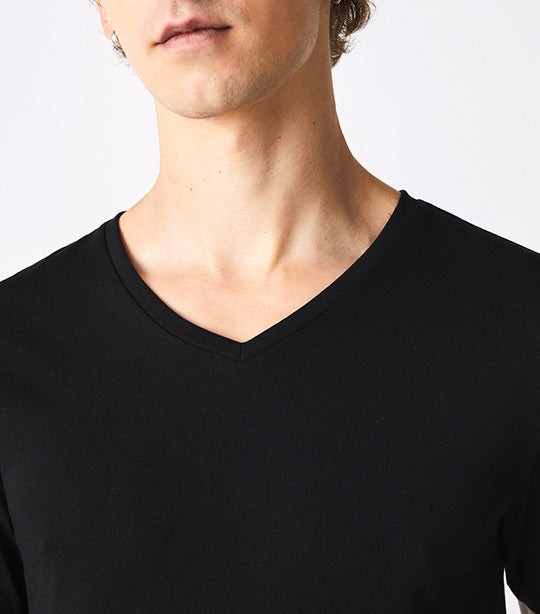 Men's V-Neck Cotton T-Shirt Three-Pack Black