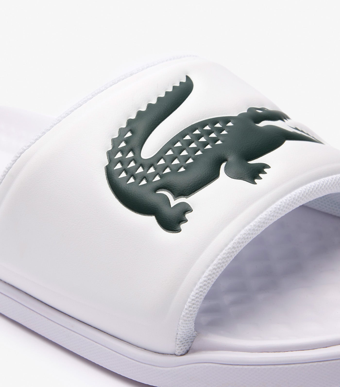 Men's Croco Dualiste Synthetic Logo Strap Slides White/Dark Green