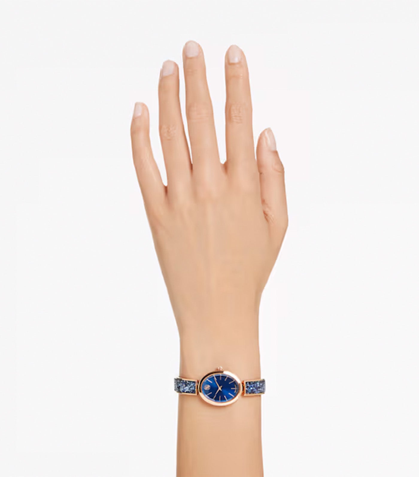 Crystal Rock Oval Watch Swiss Made, Crystal Bracelet, Blue, Rose Gold-Tone Finish