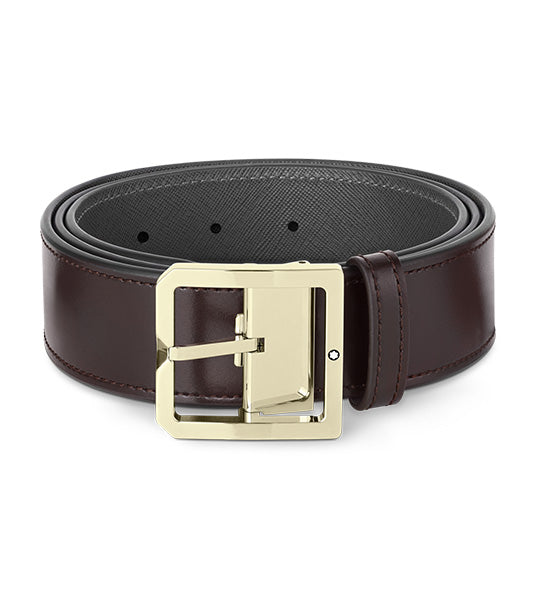 40mm Reversible Leather Belt Dark Brown/Gray