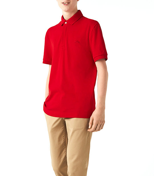 Men's Lacoste Paris Polo Shirt Regular Fit Stretch Cotton Piqué Red