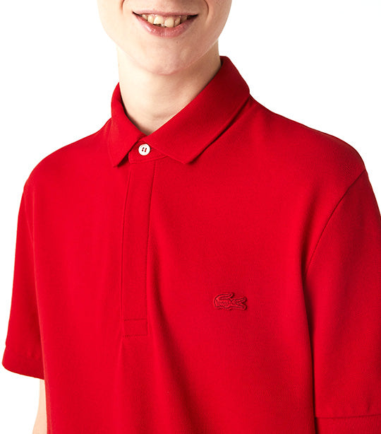 Men's Lacoste Paris Polo Shirt Regular Fit Stretch Cotton Piqué Red