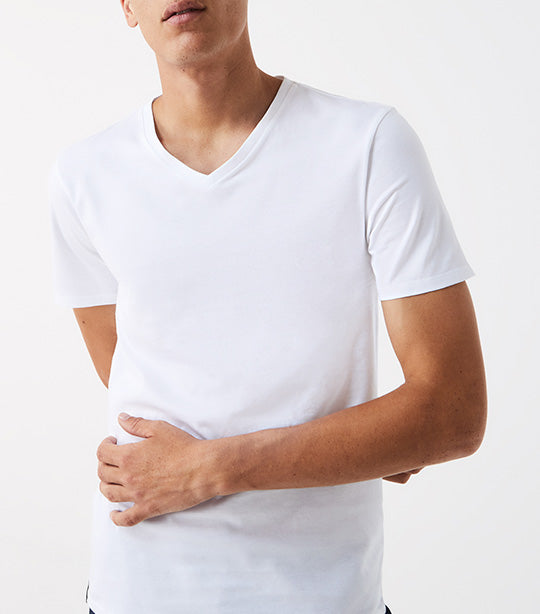 Men's V-Neck Cotton T-Shirt Three-Pack White
