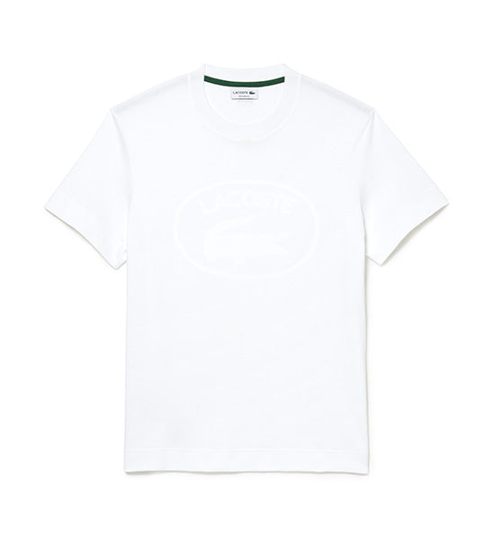 Men's Lacoste Relaxed Fit Tone-On-Tone Branded Cotton T-Shirt  White