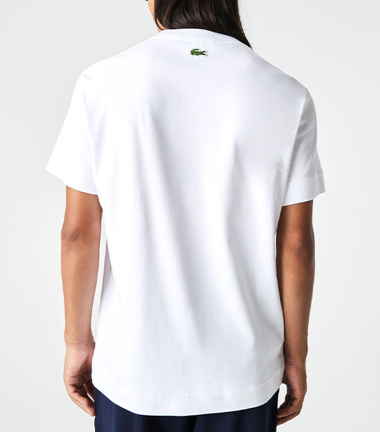 Men's Lacoste Relaxed Fit Tone-On-Tone Branded Cotton T-Shirt  White