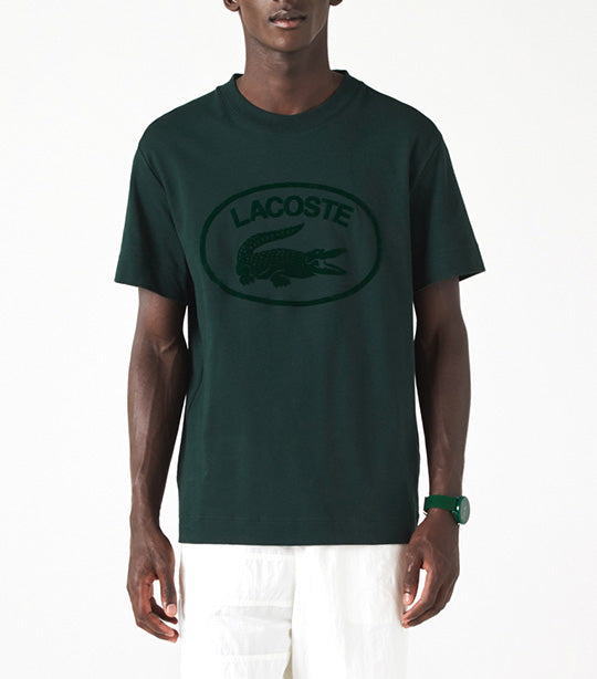 Men's Lacoste Relaxed Fit Tone-On-Tone Branded Cotton T-Shirt Sinople