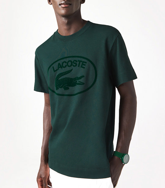 Men's Lacoste Relaxed Fit Tone-On-Tone Branded Cotton T-Shirt Sinople