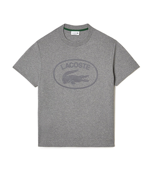 Men's Lacoste Relaxed Fit Tone-On-Tone Branded Cotton T-Shirt Heather Agate