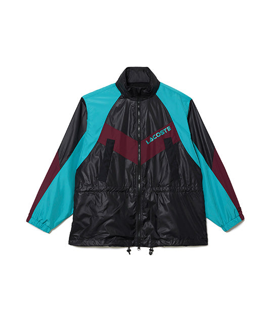 Oversized Hooded Colourblock Jacket with Adjustable Waist Black/Ocelle-Zin-Zin